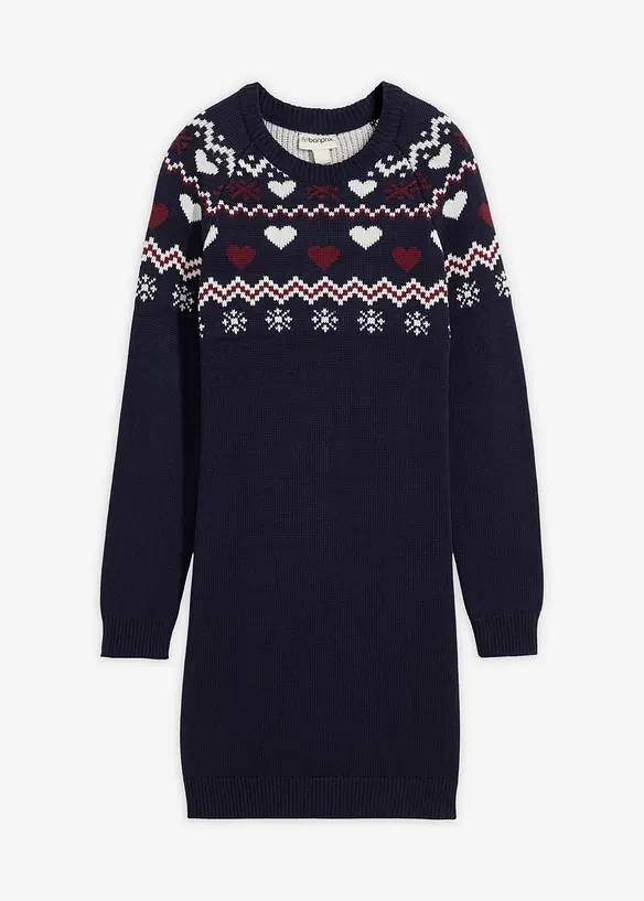 Gebreide meisjes jurk met Noors patroon, bonprix