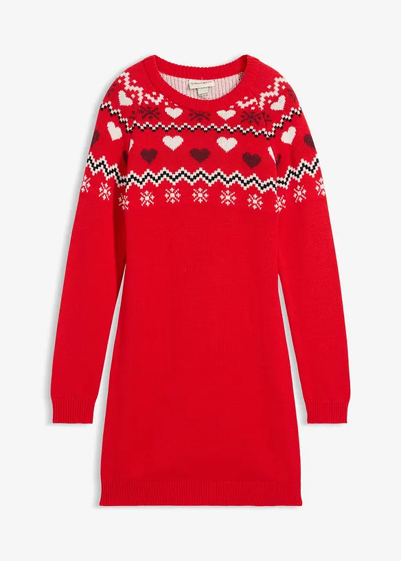 Gebreide meisjes jurk met Noors patroon, bonprix