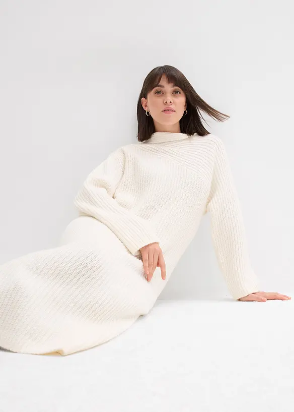 Geribde, gebreide jurk, bonprix