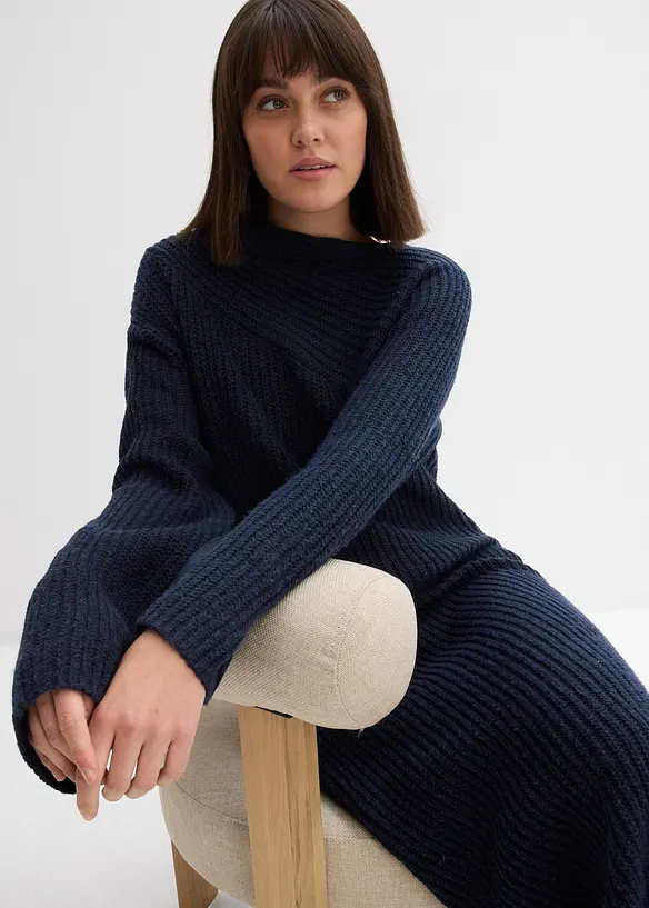 Geribde, gebreide jurk, bonprix