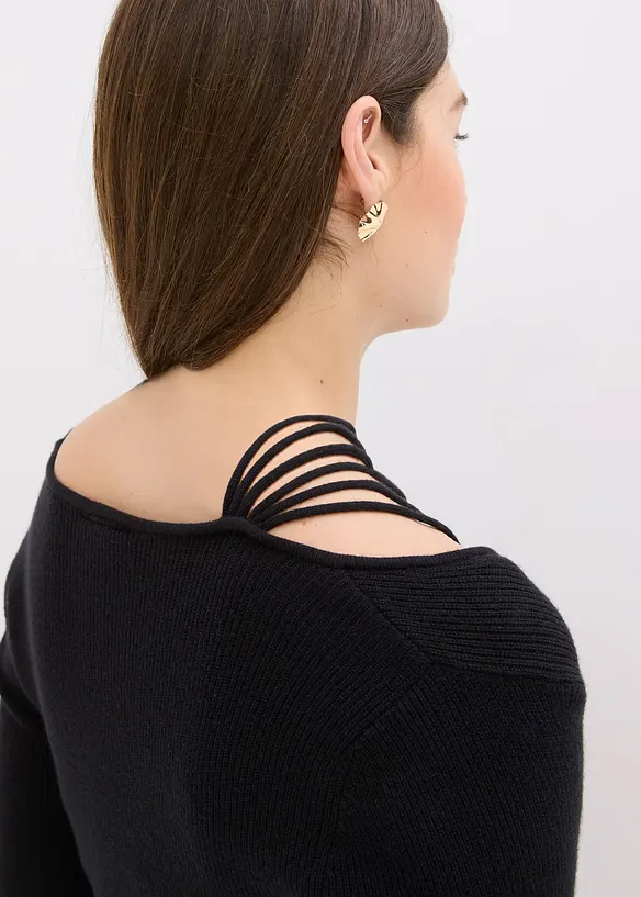 Fijn gebreide trui met diepe halslijn, bonprix