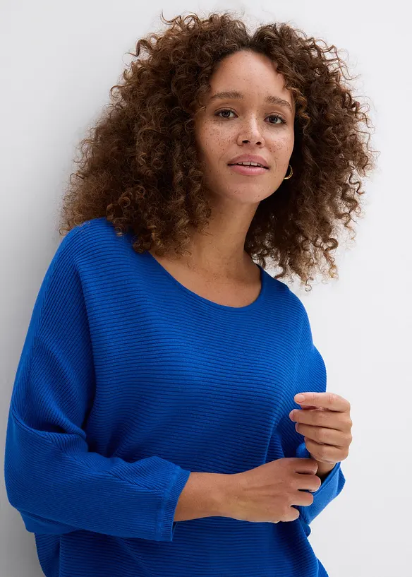 Geribde oversized trui in een viscosemix, bonprix