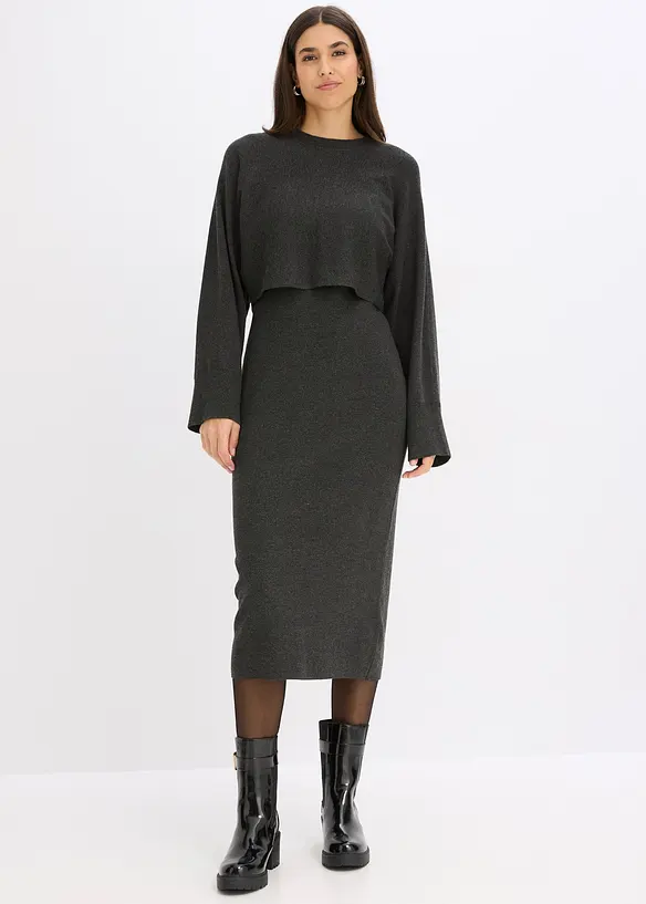 Gebreide jurk en shirt (2-dlg. set), bonprix