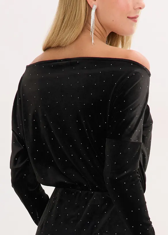 Mini jurk van zacht fluweel met glitters, bonprix