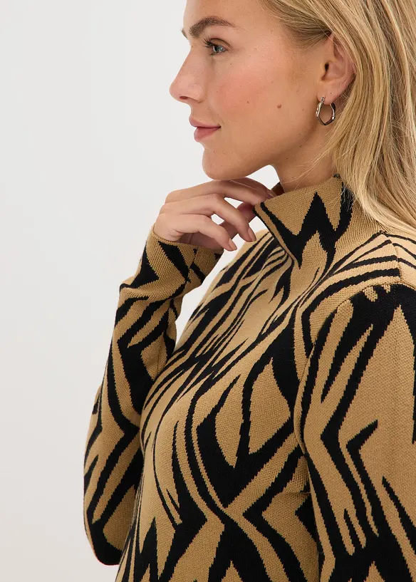 Accentuerende gebreide jurk met col, bonprix