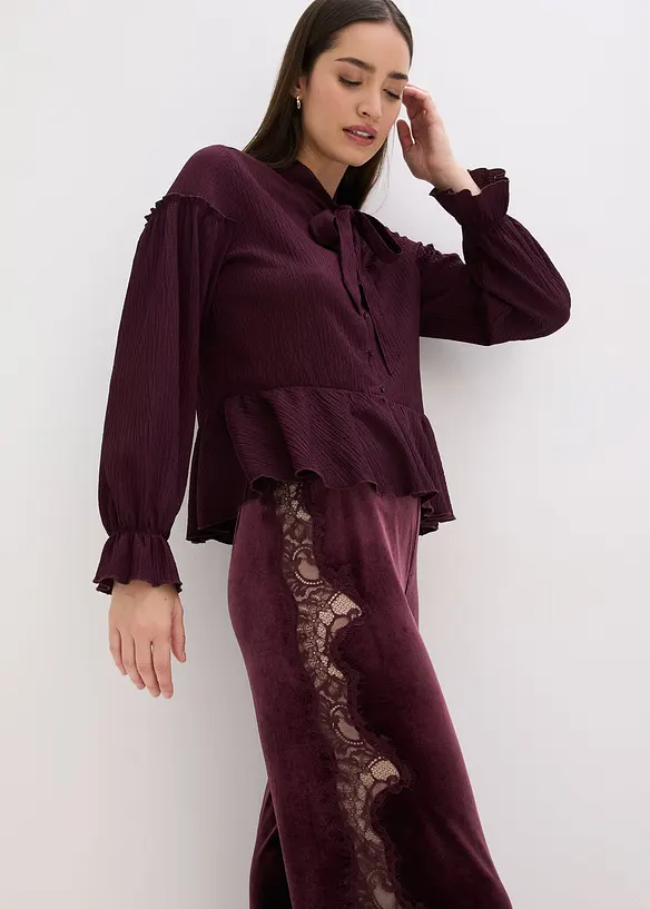 Marlene Dietrich broek van zacht fluweel met inzetstuk van kant, bonprix