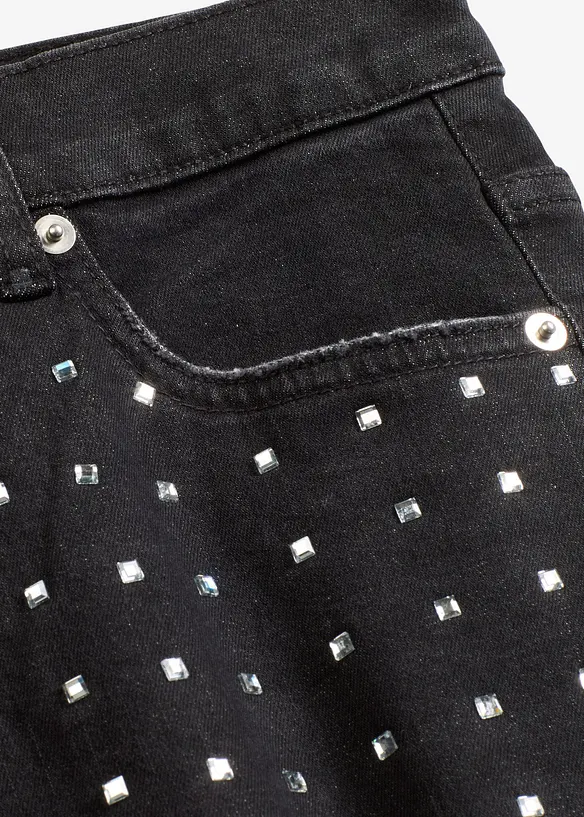Casual straight jeans met strass, mid waist, bonprix