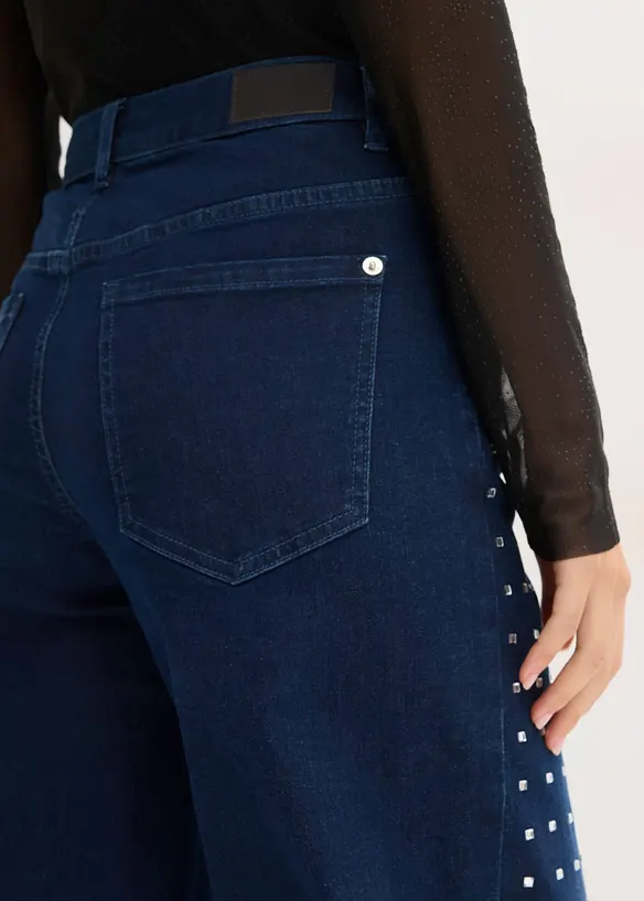 Casual straight jeans met strass, mid waist, bonprix