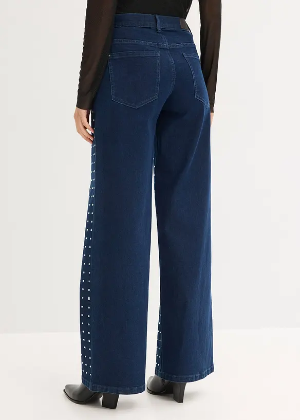 Casual straight jeans met strass, mid waist, bonprix
