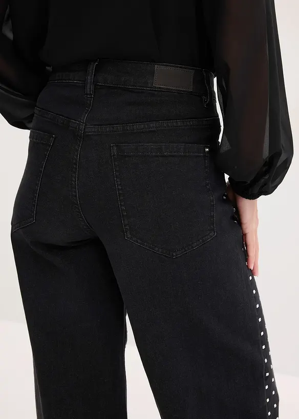 Casual straight jeans met strass, mid waist, bonprix