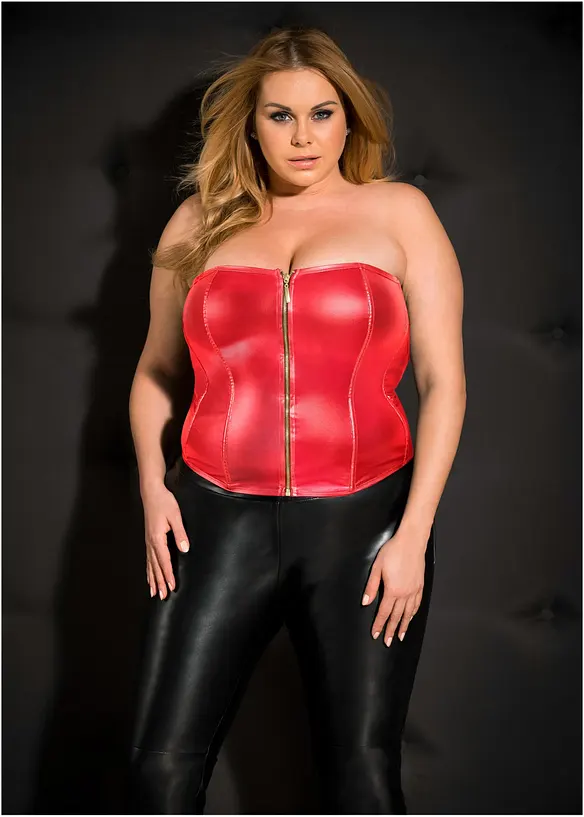 Bustier en string van imitatieleer (2-dlg. set), bonprix