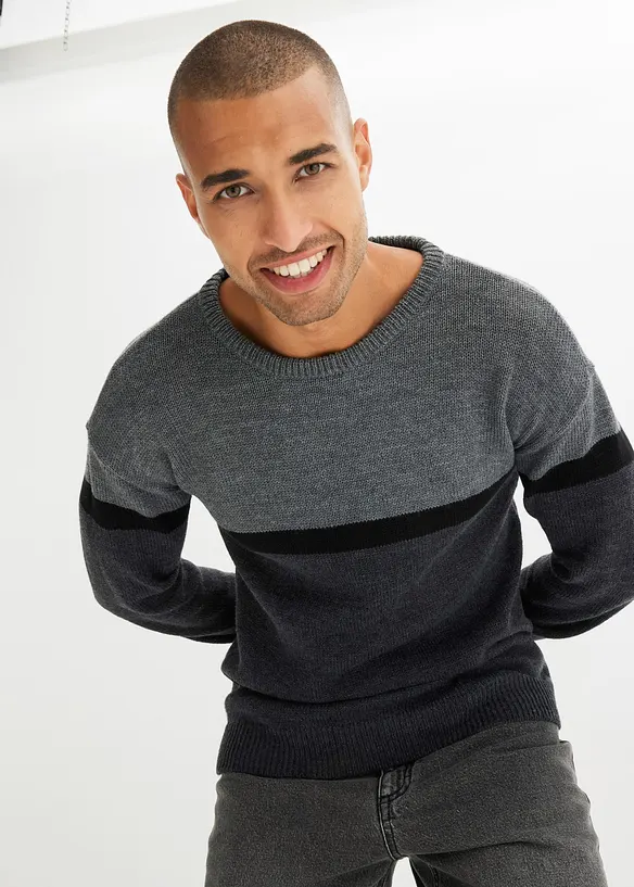 onderhoudsvriendelijke trui met ronde hals in colourblocking-design, bonprix