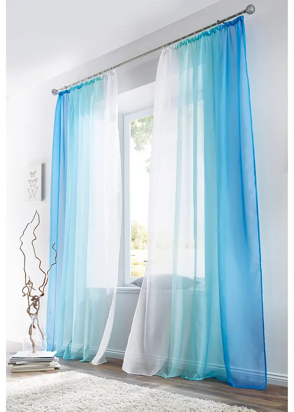 Gordijnen met gerecycled polyester en kleurverloop (set van 2), bonprix