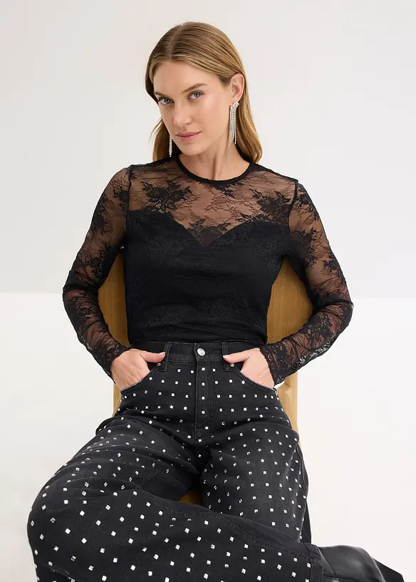 Longsleeve van prachtig kant, bonprix