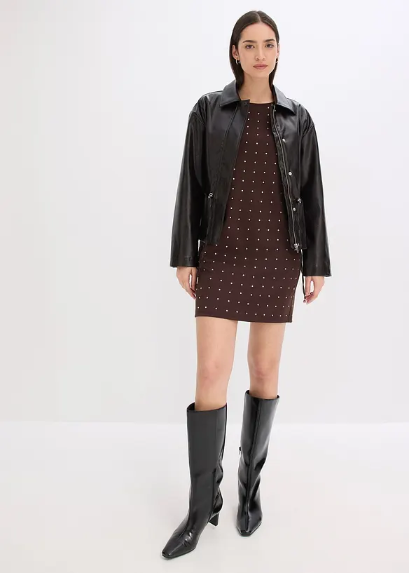 Jersey jurk met strass-applicaties, bonprix