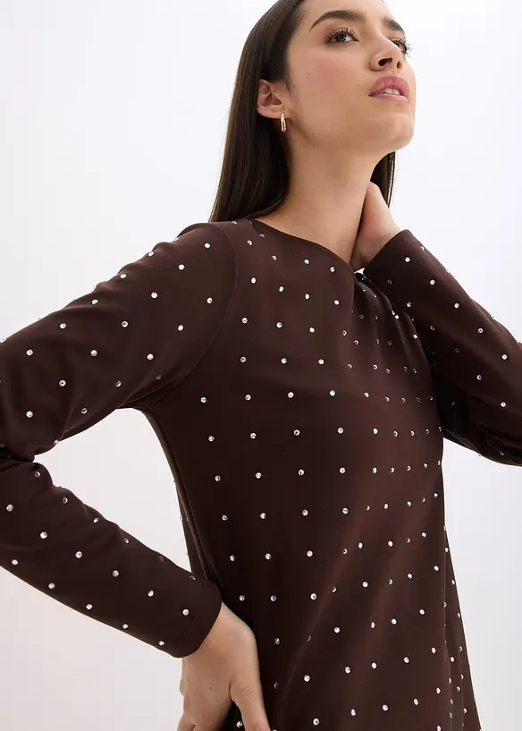 Jersey jurk met strass-applicaties, bonprix