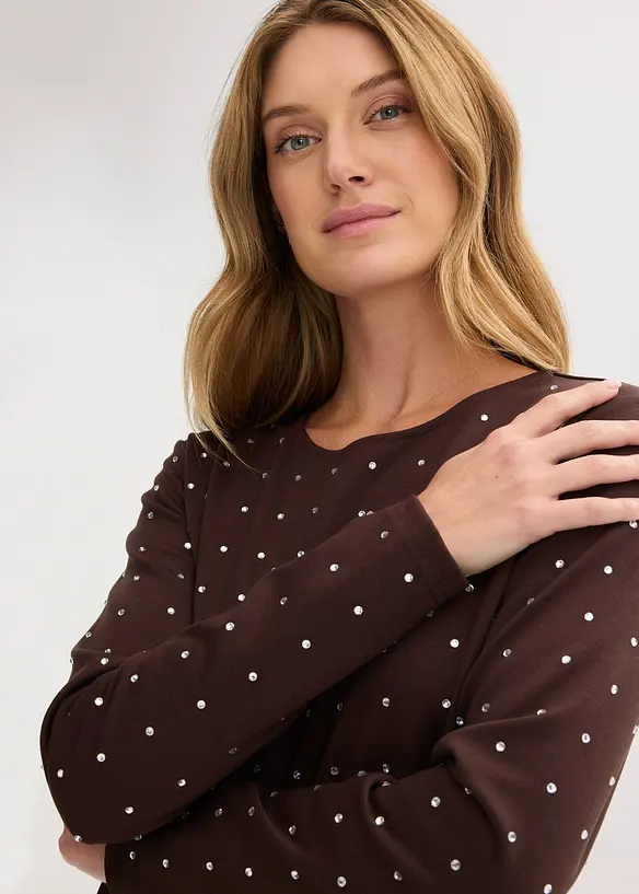 Longsleeve met strass-applicatie, bonprix