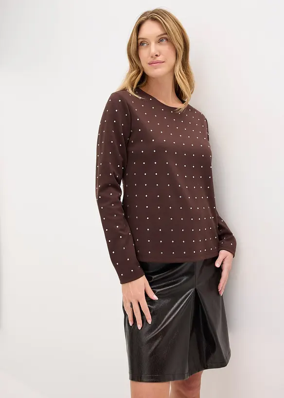 Longsleeve met strass-applicatie, bonprix