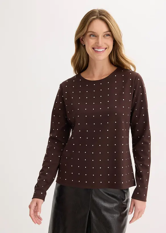 Longsleeve met strass-applicatie, bonprix