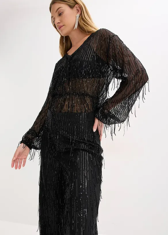 Paillettenbroek met franjes, bonprix