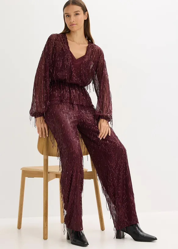 Paillettenbroek met franjes, bonprix