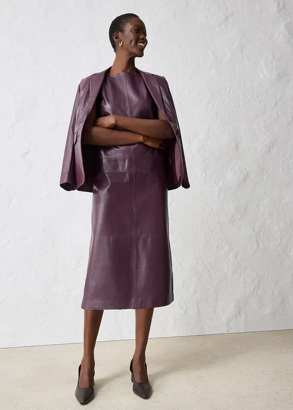 Leren jurk van nappaleer, bonprix