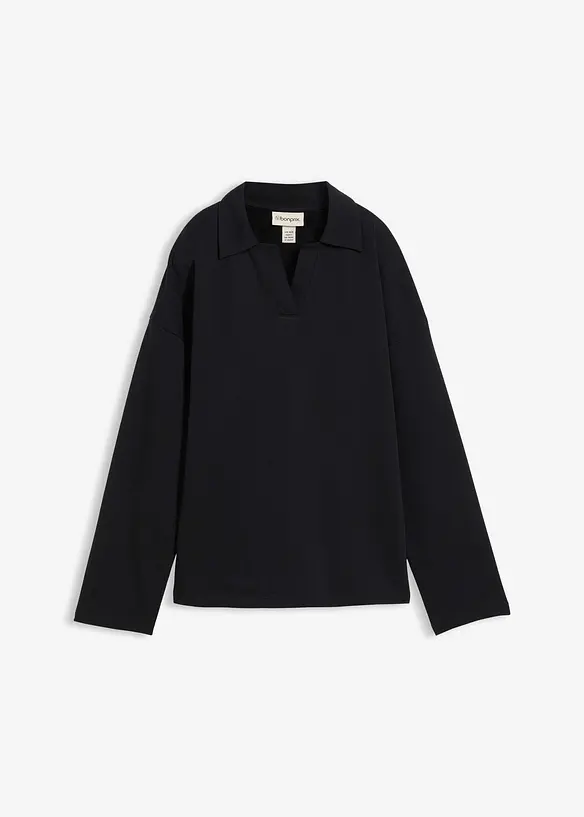 Sweater van biologisch katoen met gebreide polokraag, bonprix