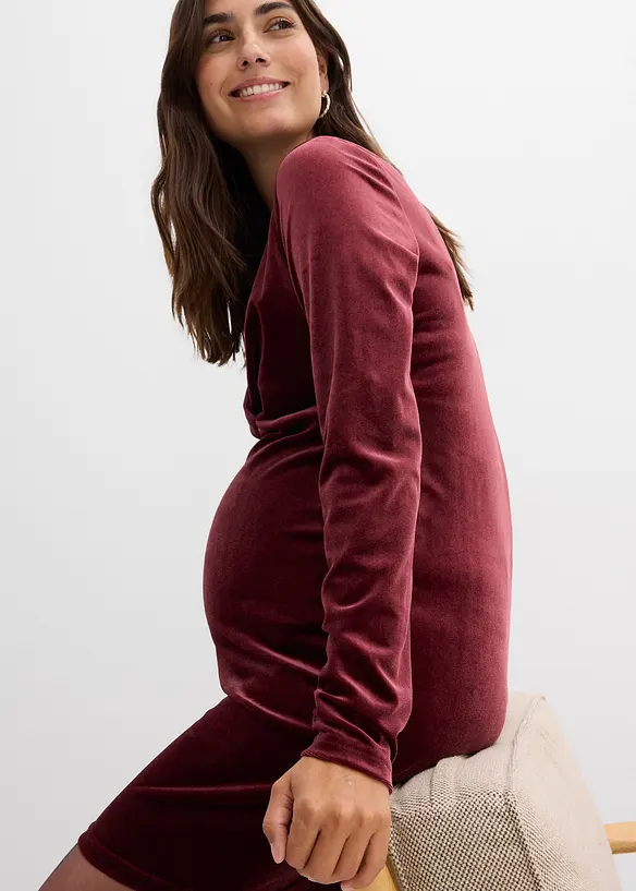 Zwangerschaps- en voedingsjurk van zacht fluweel, bonprix