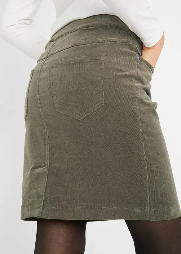 Stretch corduroy rok met een comfortabele band, bonprix