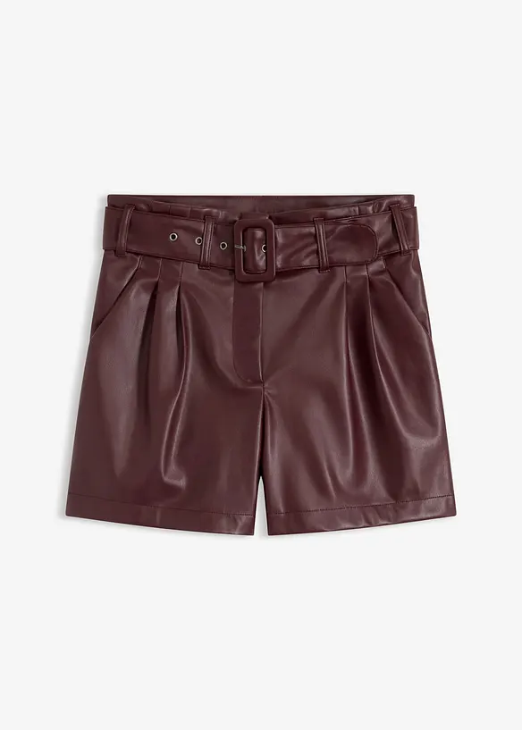 Imitatieleren short met riem, bonprix