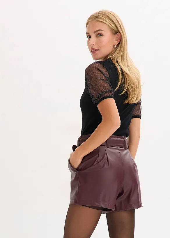 Imitatieleren short met riem, bonprix