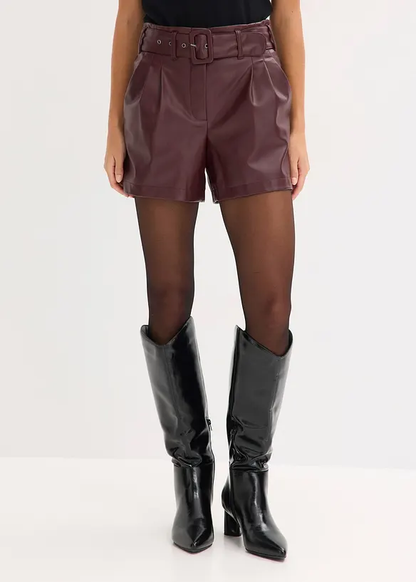 Imitatieleren short met riem, bonprix