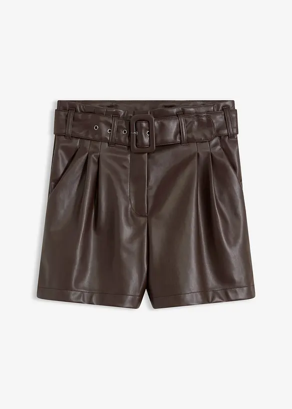 Imitatieleren short met riem, bonprix