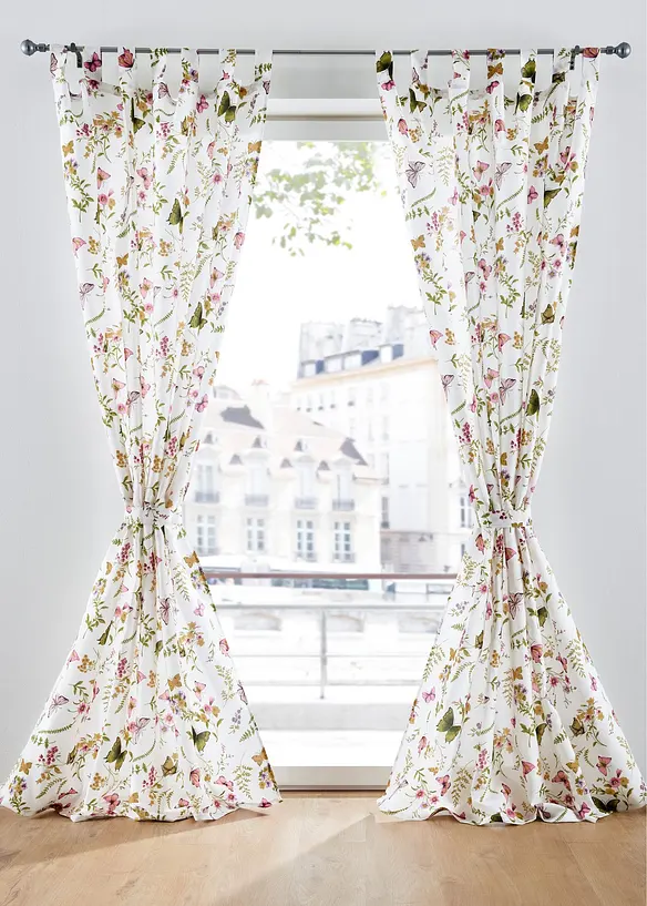 Gedessineerd microvezel gordijn met embrasse (1 stuk), bonprix