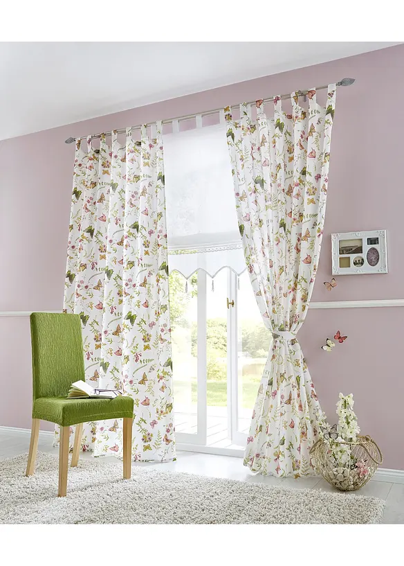 Gedessineerd microvezel gordijn met embrasse (1 stuk), bonprix