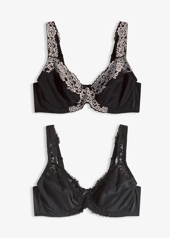 Beugel bh met gewatteerde schouderbandjes (set van 2), bonprix