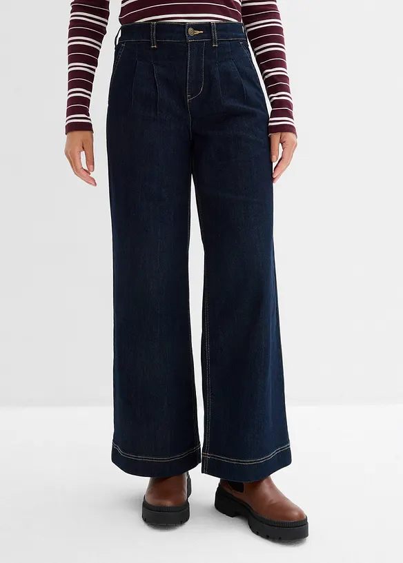 Wide leg jeans high waist met een comfortabele tailleband, bonprix