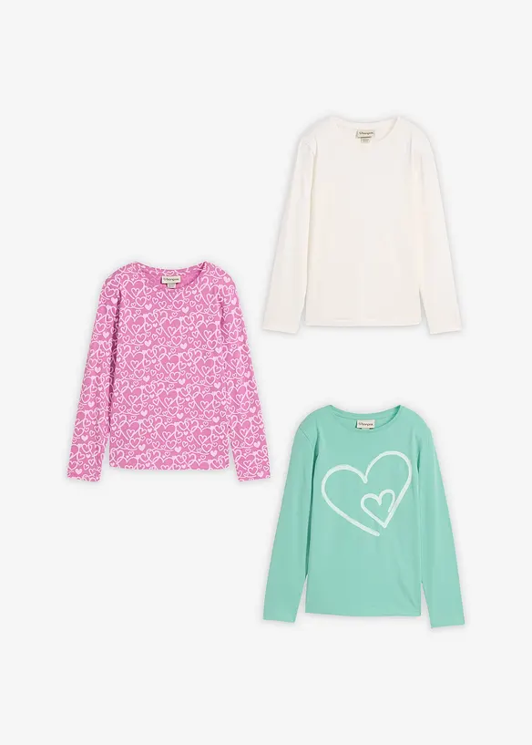 Longsleeve van biologisch katoen (set van 3), bonprix