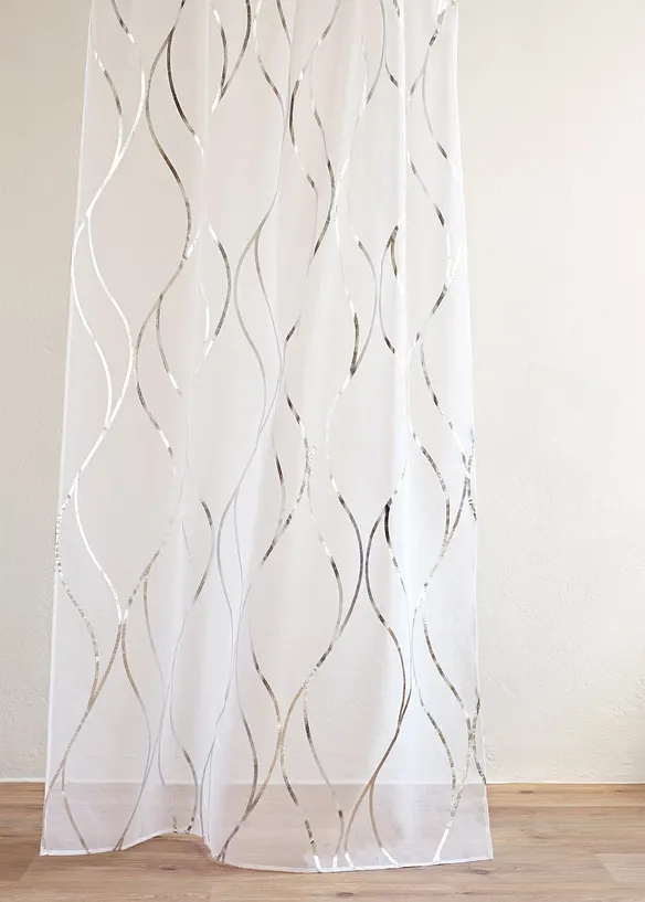 Transparant gordijn met glanzende print (1 stuk), bonprix