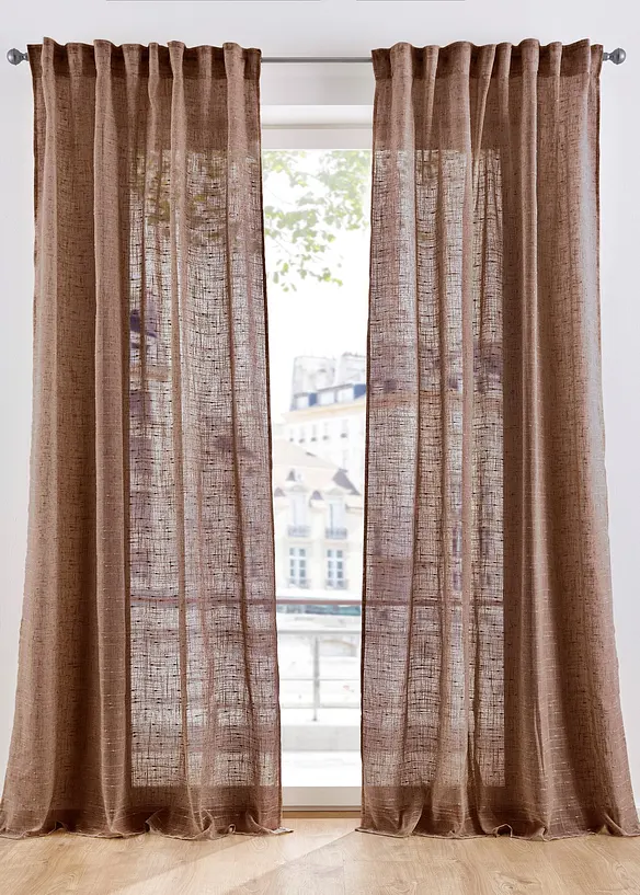 Transparant gordijn in linnen look (1 stuk), bonprix