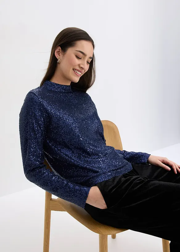 Blouse met pailletten, bonprix