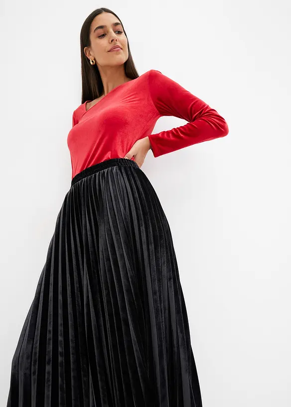 Plissé rok van zacht fluweel, bonprix