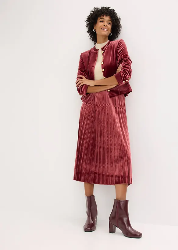 Plissé rok van zacht fluweel, bonprix