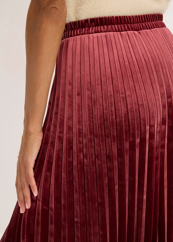 Plissé rok van zacht fluweel, bonprix