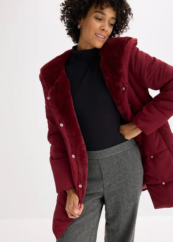 Gewatteerde jas met imitatiebont, bonprix