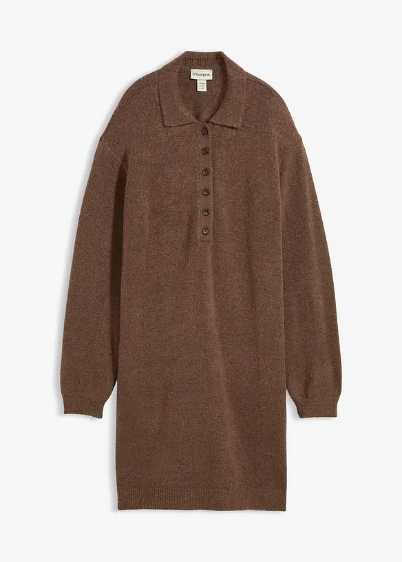 Korte gebreide jurk met knoopsluiting, bonprix