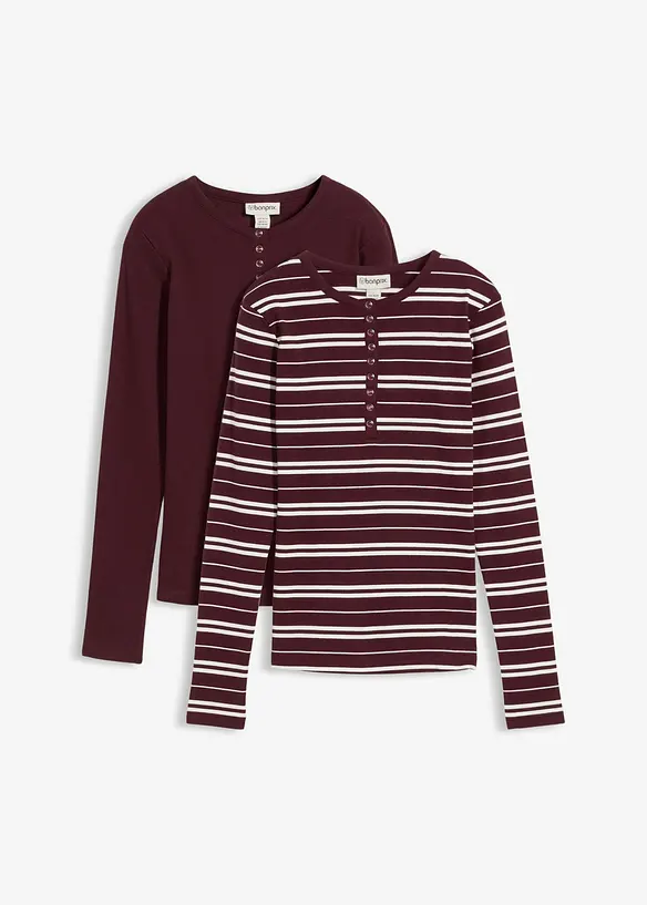 Geribde longsleeve in een biologische katoenmix, bonprix