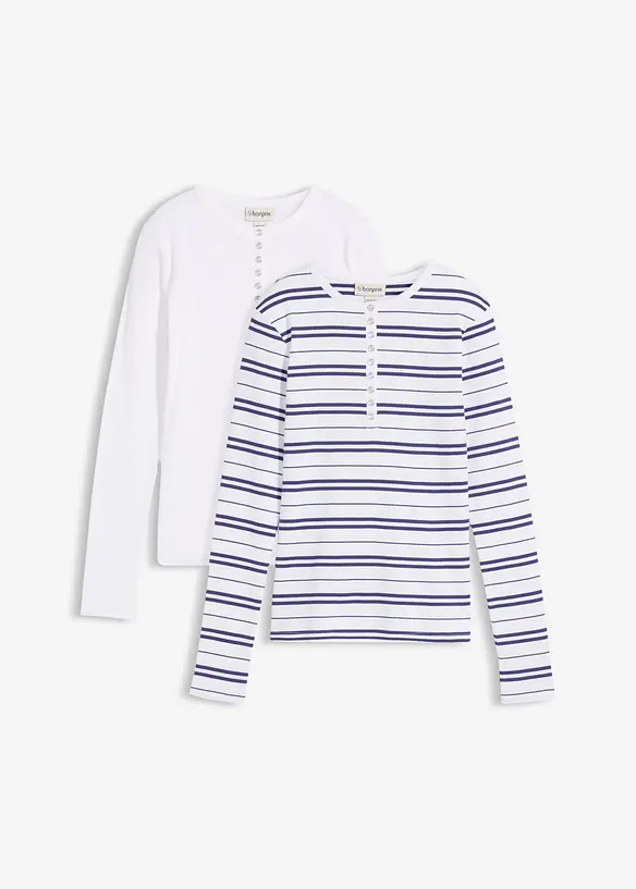 Geribde longsleeve in een biologische katoenmix, bonprix