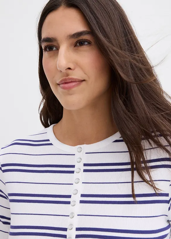 Geribde longsleeve in een biologische katoenmix, bonprix