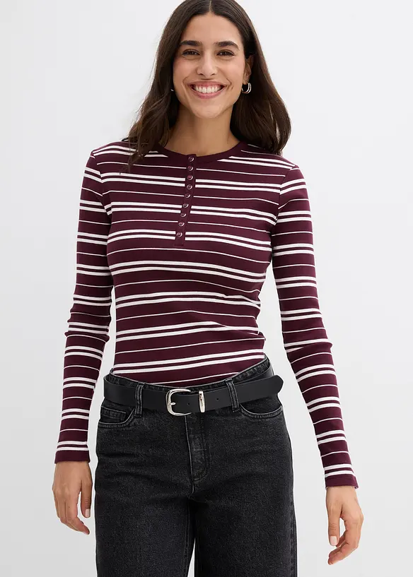 Geribde longsleeve in een biologische katoenmix, bonprix